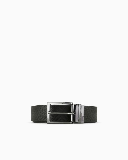 Emporio Armani White Reversible Leather Belt for men