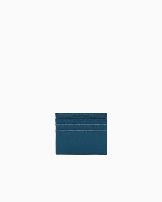 Emporio Armani Blue Regenerated Saffiano Card Holder for men
