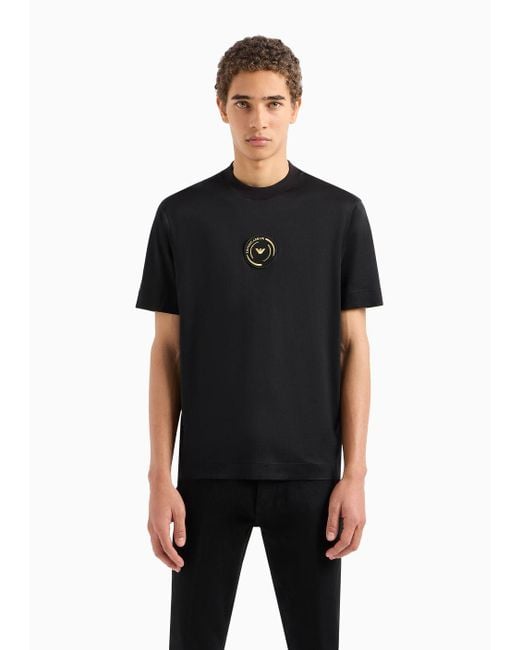 Emporio Armani Asv T-shirt Aus Einer Jersey-lyocell-mischung Mit Patch Der Ramadan-sonderkollektion in Black für Herren