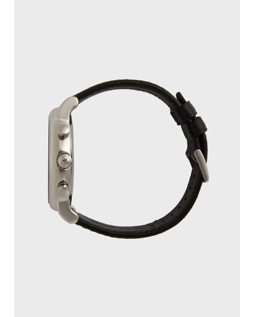 Emporio Armani Chronograph Black Leather Watch for men
