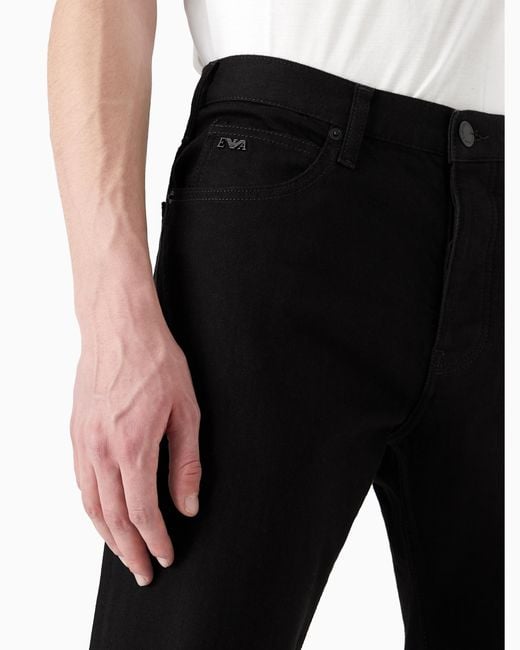 Vaqueros J21 Regular Fit De Cómoda Sarga De Denim Lavado De 10,5 Onzas Emporio Armani de hombre de color Black