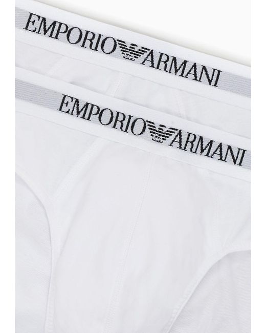 Emporio Armani Basic 2er-pack Slip Aus Reiner Baumwolle in White für Herren