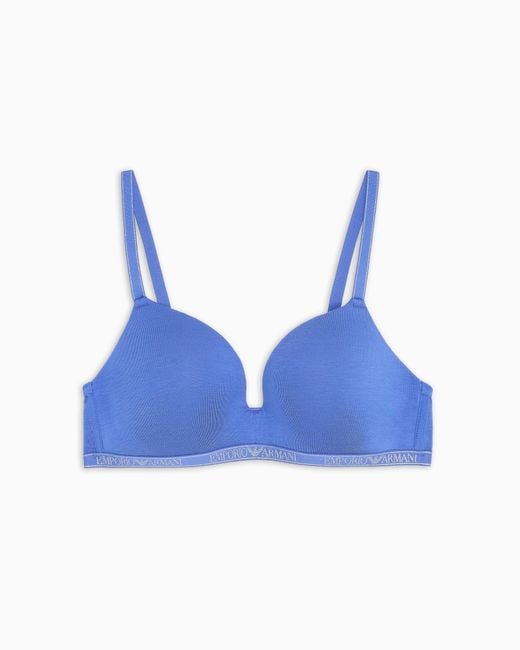 Sujetador De Triángulo Con Relleno De Viscosa Essential Studs Asv Emporio Armani de color Blue