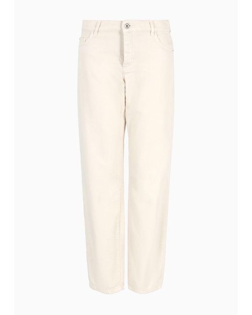 Emporio Armani Natural J04 Mid-rise Straight-leg Trousers In Asv Worn-look Organic Cotton