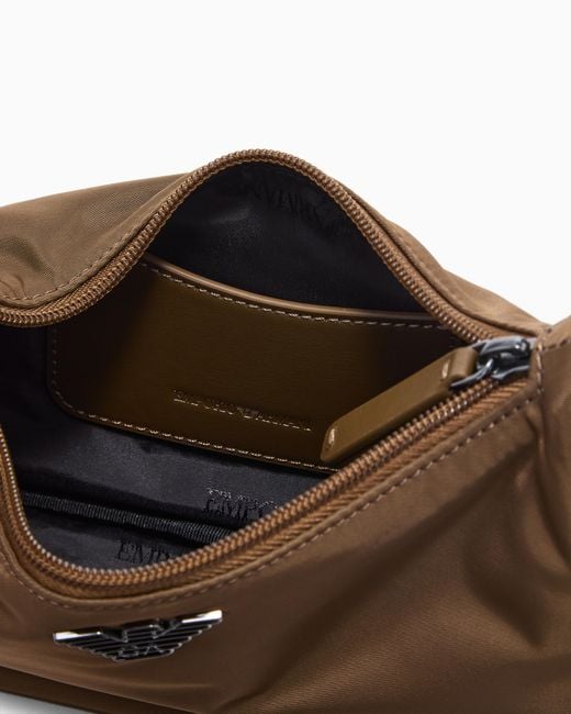 Emporio Armani Brown Recycled Shoulder Bag With A Zip Closure And Logo Strap for men
