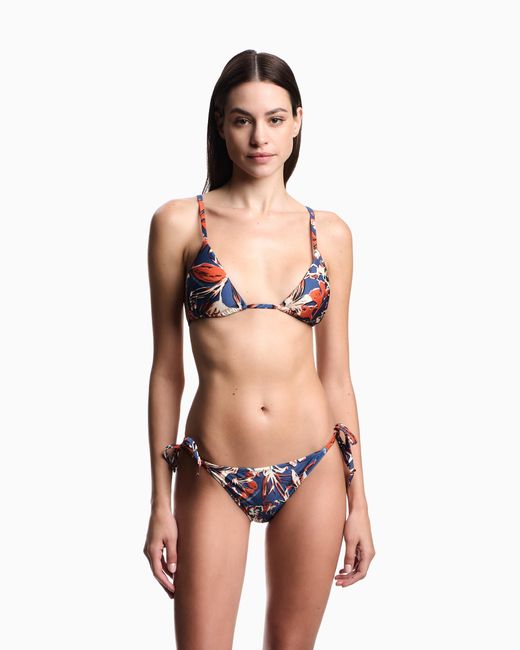 Emporio Armani White Logomania-Print Padded Triangle Bikini