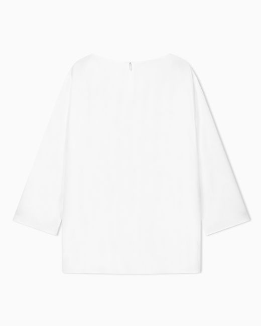Emporio Armani White Envers Satin Blouse With 3/4 Sleeves And Zip Essential