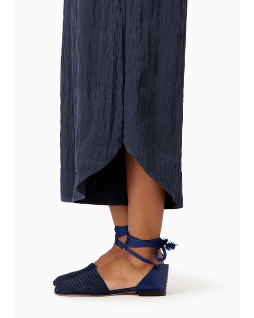 Emporio Armani Blue Extra Wide-leg Nylon-crépon Trousers