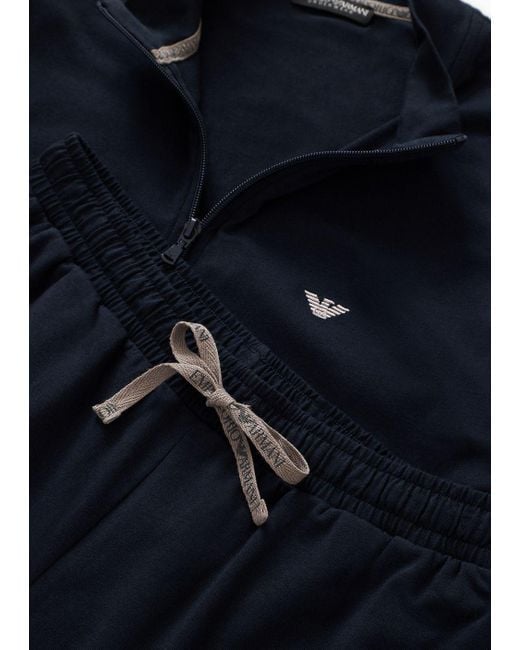 Completo Loungewear Con Felpa Full-zip di Emporio Armani in Blue da Uomo