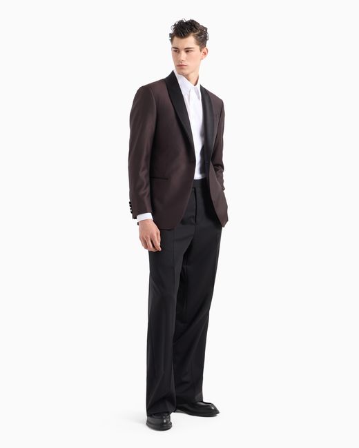 Emporio Armani Brown Virgin Wool Formal Jacket for men