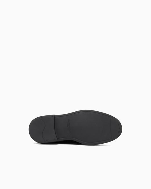 Emporio Armani White Icon Pebbled Leather Chunky Monk Straps for men