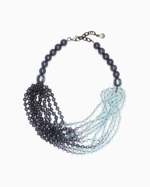 Emporio Armani Blue Multistrand Necklace With Oversized Spheres