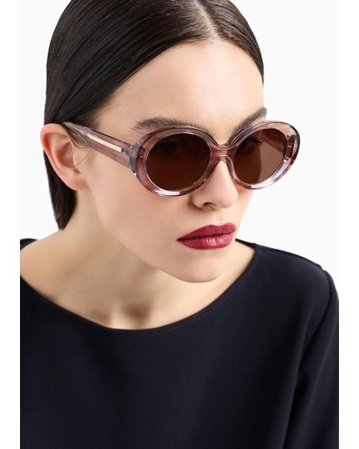 Emporio Armani Brown Oval Sunglasses