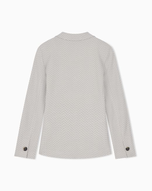 Emporio Armani White Chevron Jacquard Jersey Jacket Signature Capsule