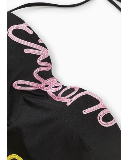 Emporio Armani Black Badeanzug Mit Wattierung Aus Lycra Mit Cornely-logo-stickerei