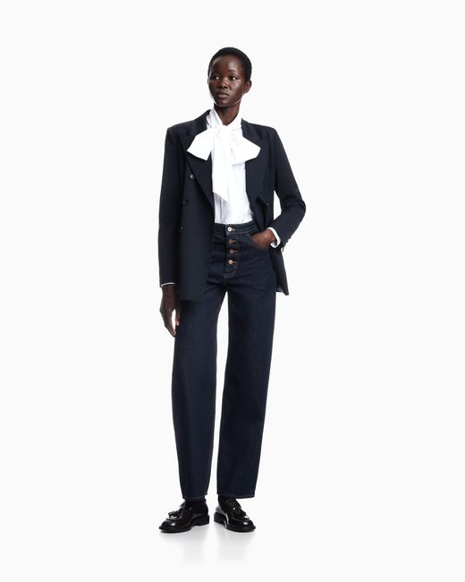 Emporio Armani Blue Double-Breasted Blazer