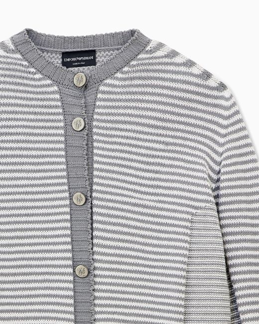 Emporio Armani Gray Signature Capsule Striped Cardigan