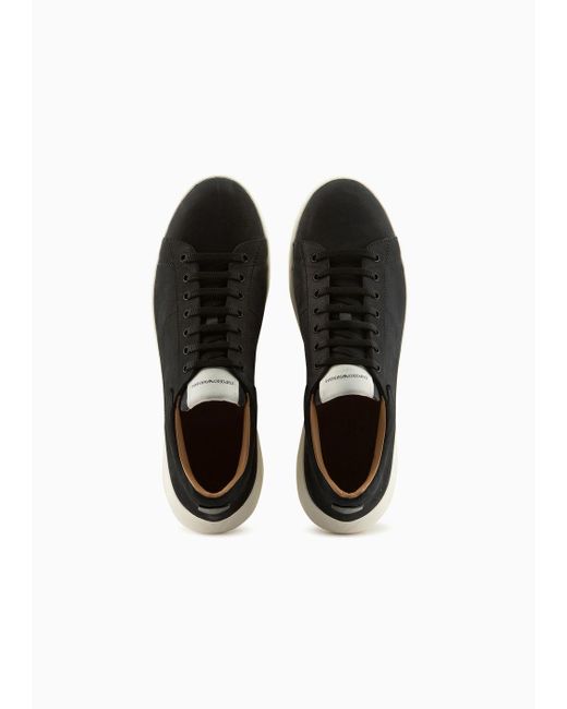 Sneakers In Nabuk Con Maxi Suola di Emporio Armani in Black da Uomo