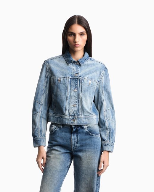 Emporio Armani Blue Armani Jeans Marbled Denim Jacket