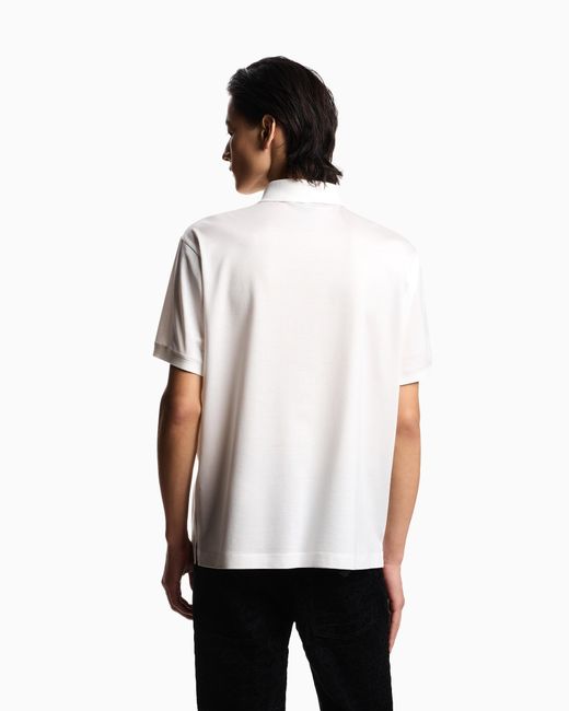 Emporio Armani White Lunar New Year Lyocell-Blend Jersey Polo Shirt With Patch for men