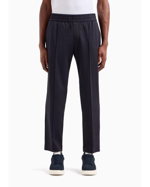 Emporio Armani Blue Knitted Jersey Joggers for men