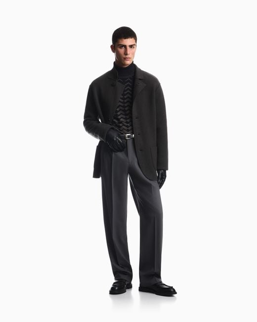 Emporio Armani Black Signature Capsule Collection Boiled Wool Jacket for men