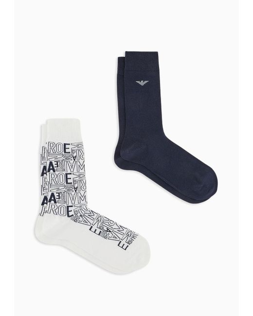 Emporio Armani 2er-pack Socken Mit Jacquard-logo in Blue für Herren