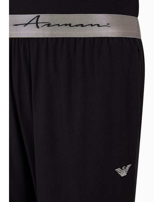 Pijama Ajustado Con Bermudas De Modal Suave Emporio Armani de hombre de color Black