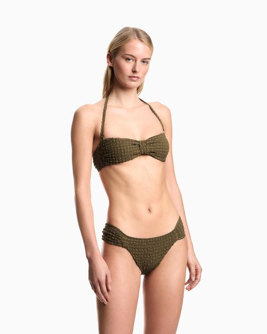 Emporio Armani Metallic Padded Seersucker Bandeau Bikini