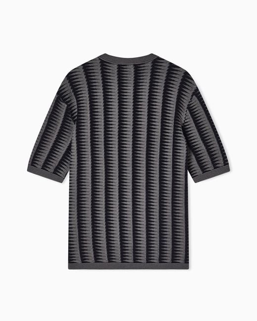 Emporio Armani Black Jumper With Two-Toned Jacquard Motif for men