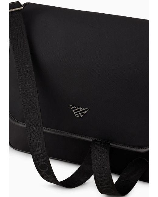 Emporio Armani Black Recycled-nylon Messenger Bag for men