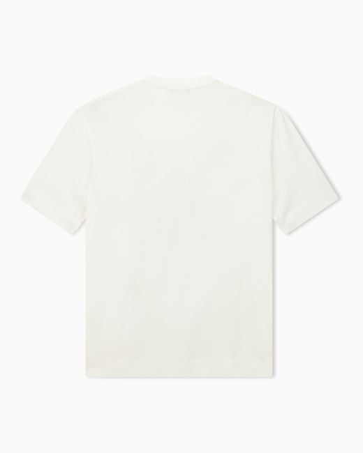 Emporio Armani White Lyocell Blend Jersey T-Shirt With Graffiti Eagle Logo Print for men