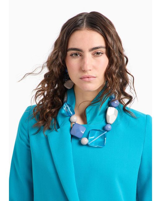 Emporio Armani Blue Choker Necklace With Geometric Components