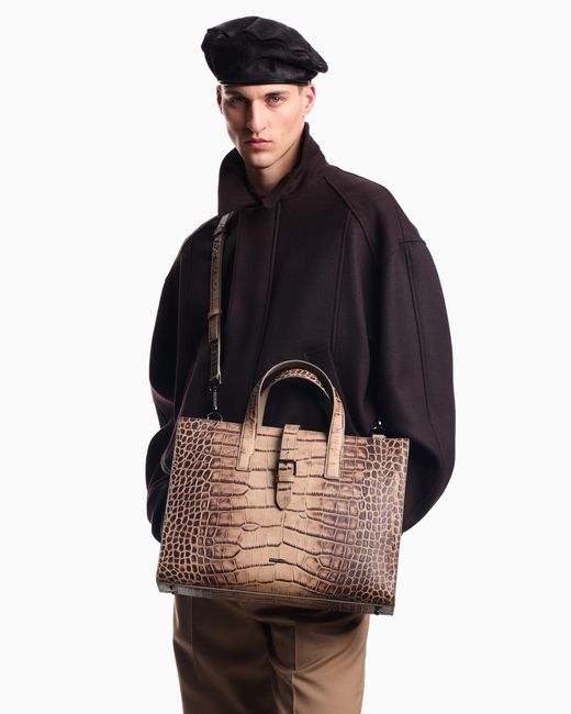 Bolso Modelo Business De Piel Con Estampado De Cocodrilo Emporio Armani de hombre de color Natural