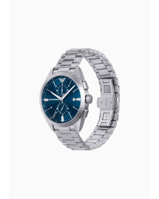 Emporio Armani Blue Chronograph Stainless Steel Watch for men