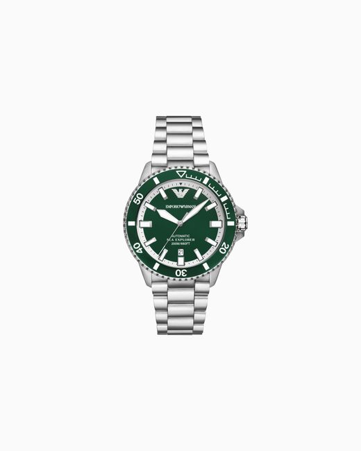 Emporio Armani Green Sea Explorer Automatic Stainless Steel Watch for men