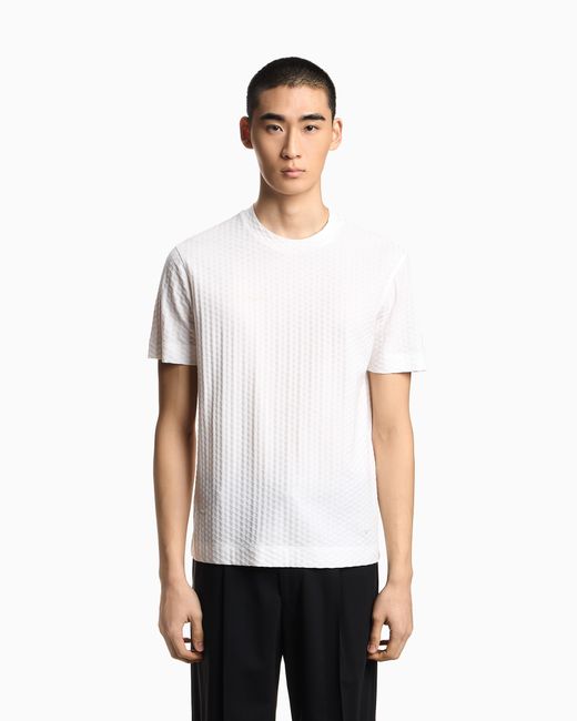 Emporio Armani White Us Exclusive Jacquard Jersey T-Shirt for men