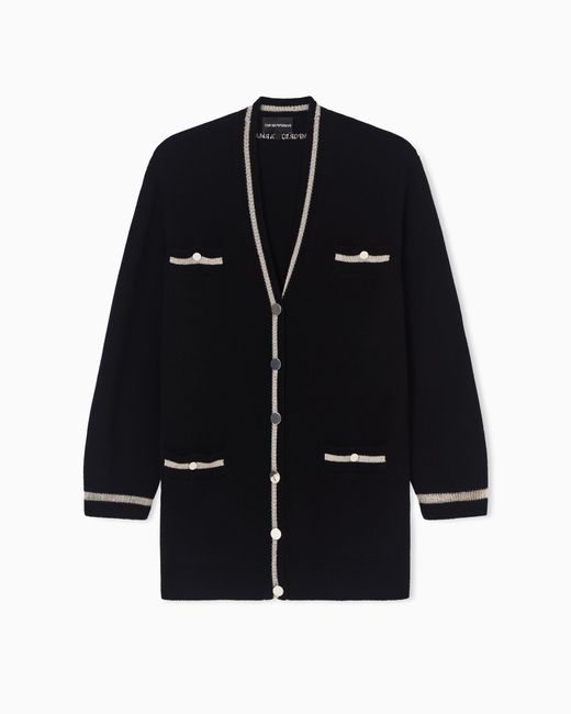 Emporio Armani Black Lunar New Year Wool And Cashmere Blend Cardigan