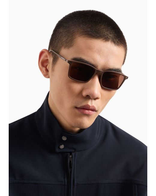 Emporio Armani White Rectangular Sunglasses for men