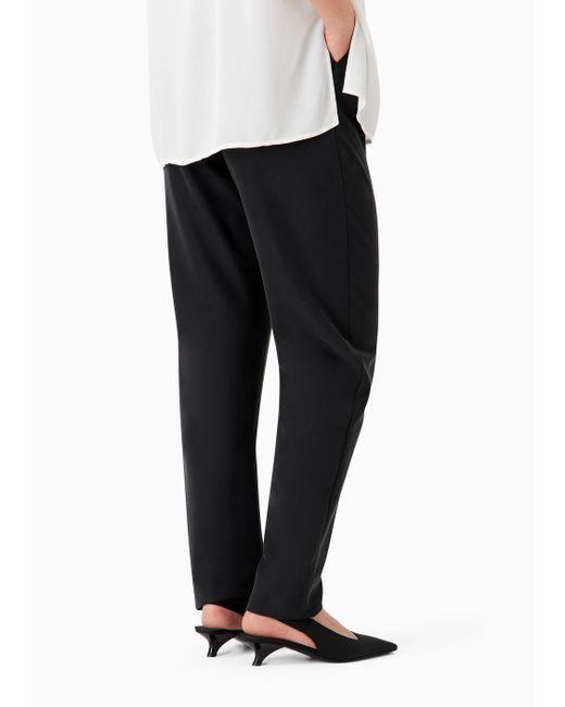 Pantalones De Pernera Ovalada En Cupro Emporio Armani de color Black