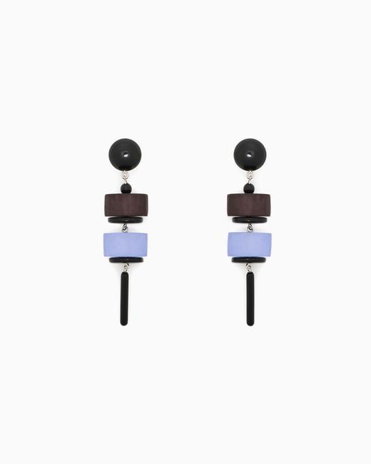 Emporio Armani White Oversized Pendant Earrings With Geometric Elements