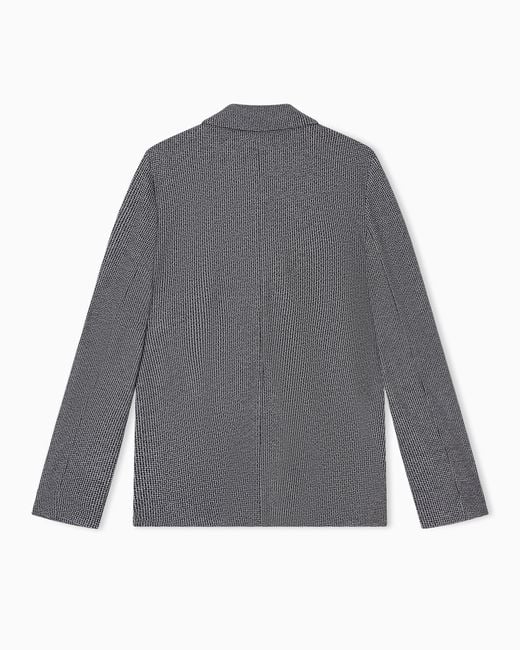 Emporio Armani Gray Micro Houndstooth Jacquard Jersey Jacket