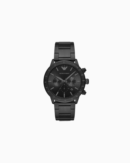 Emporio Armani Chronograph Black Stainless Steel Bracelet Watch 43mm for men