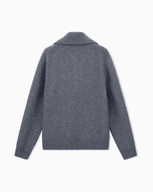 Emporio Armani Blue Shaved Virgin Wool Sweater Hong Kong Capsule Collection for men