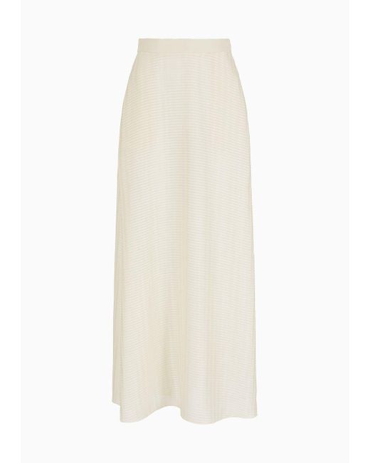 Emporio Armani White Long Skirt With All-over Rectangle Design