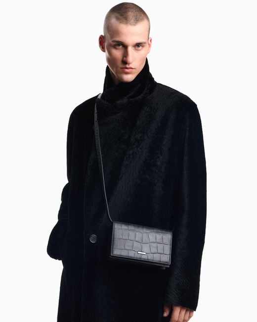 Funda Para Dispositivos Electrónicos Con Bandolera De Piel Con Estampado De Cocodrilo Emporio Armani de hombre de color Blue