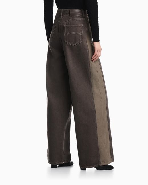 Emporio Armani Green Five-Pocket Wide-Leg Denim Pants With Relaxed Fit