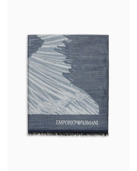 Estola De Lana Virgen Con Mezcla De Modal Y Estampado De La Colección Emporio Armani de hombre de color Gray