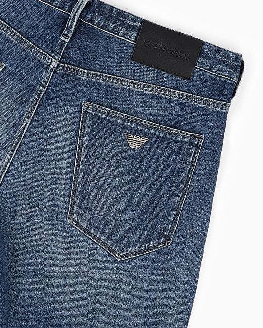 Emporio Armani Blue J06 Slim-Fit, Twill-Melange Jeans for men