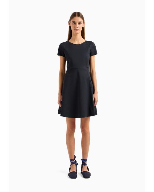 Emporio Armani Black Flared Cotton Dress With Full Skirt